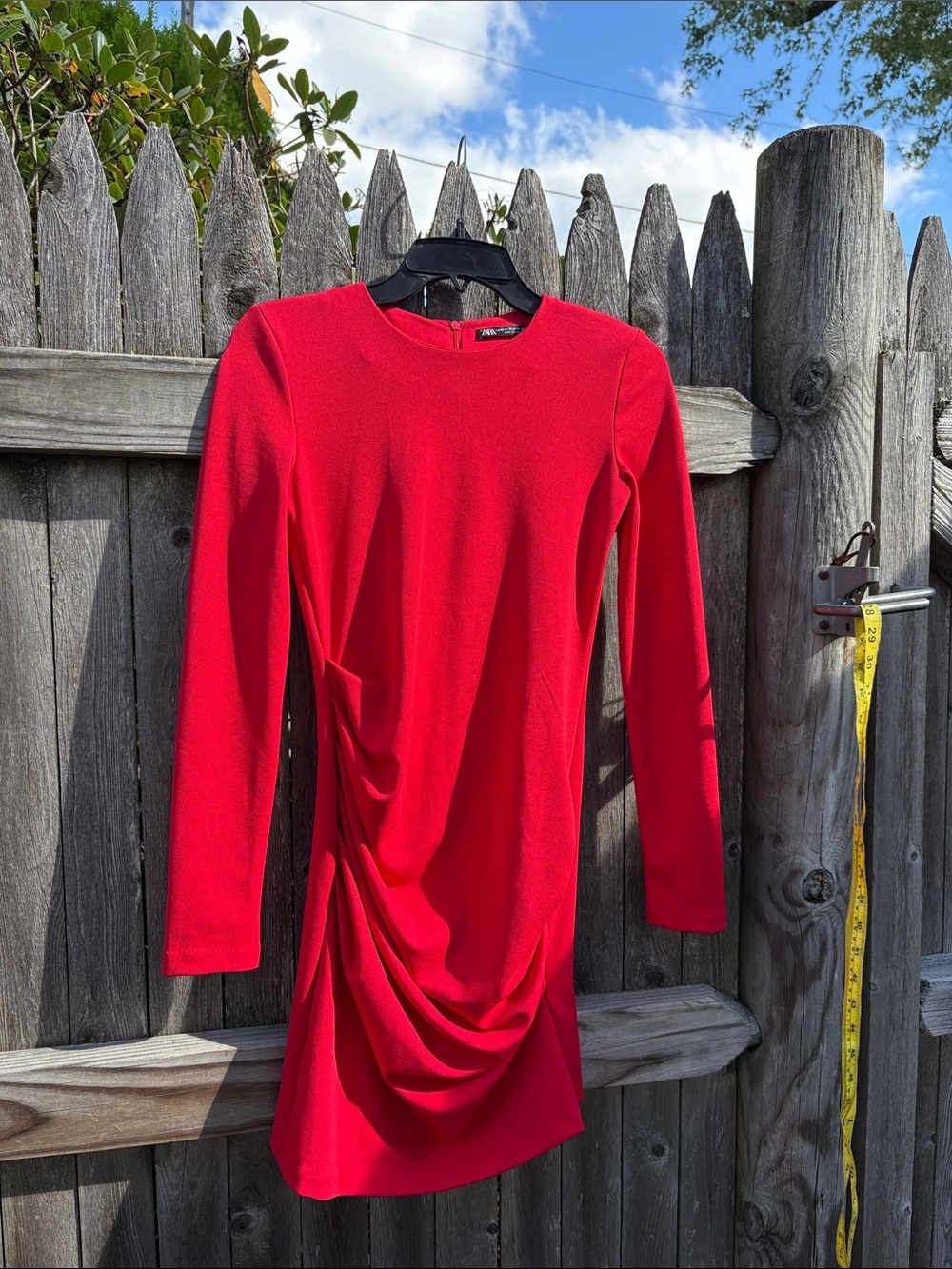 Zara XS strawberry ruched dress!